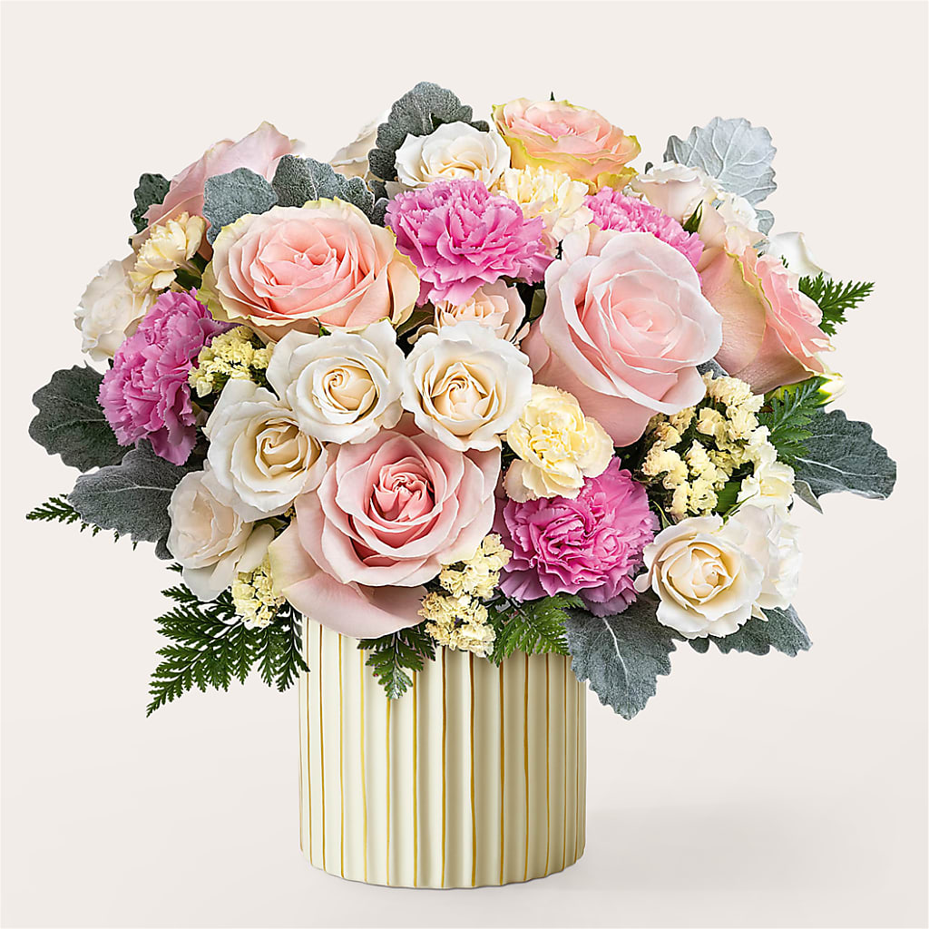 Blissful Moments Bouquet with Ivory Vase – Perkins Floral, Greenville MS