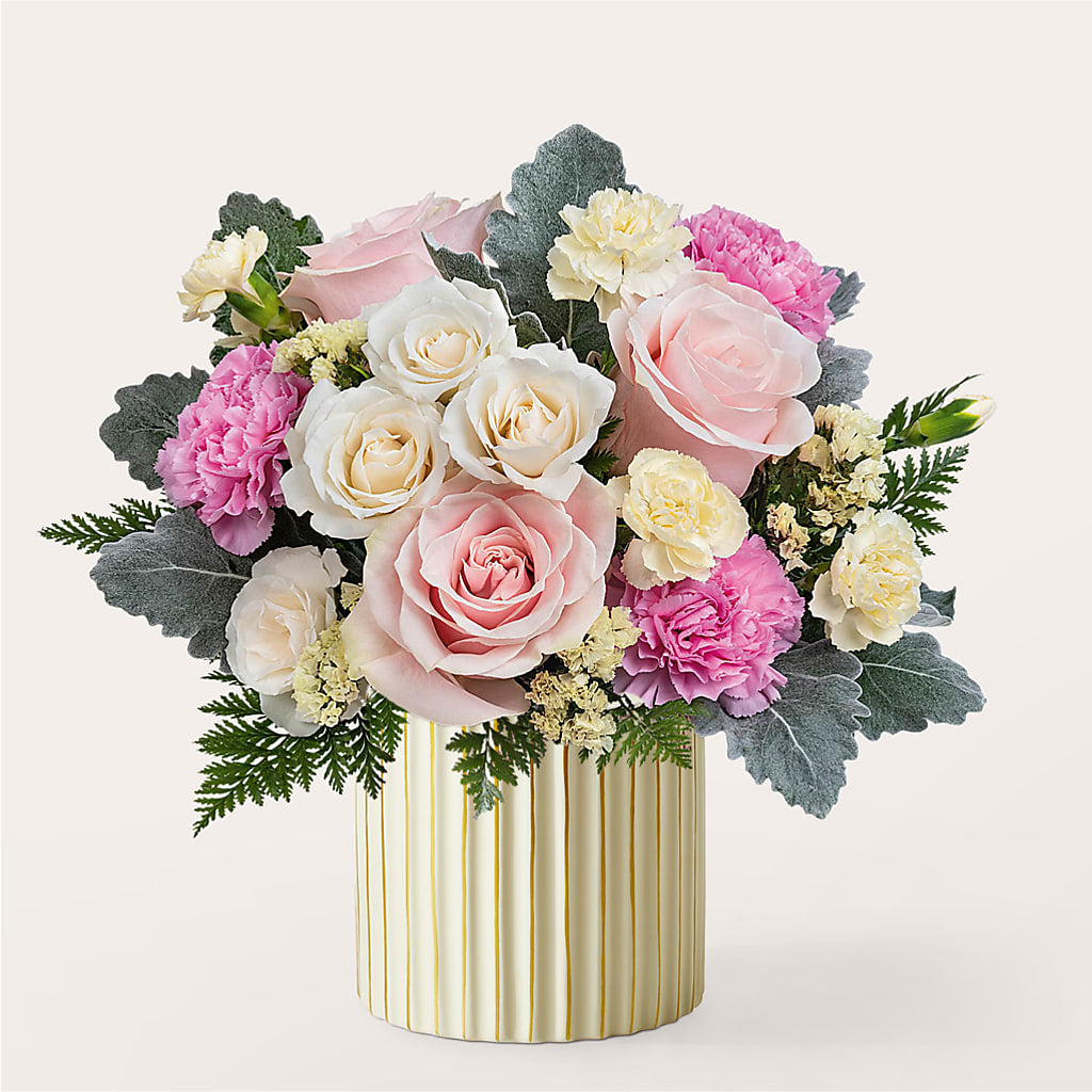Blissful Moments Bouquet with Ivory Vase – Perkins Floral, Greenville MS