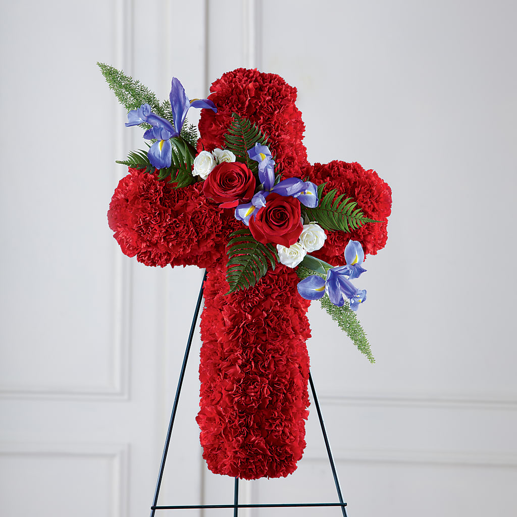 Faithful Hero Floral Cross – Perkins Floral, Greenville MS