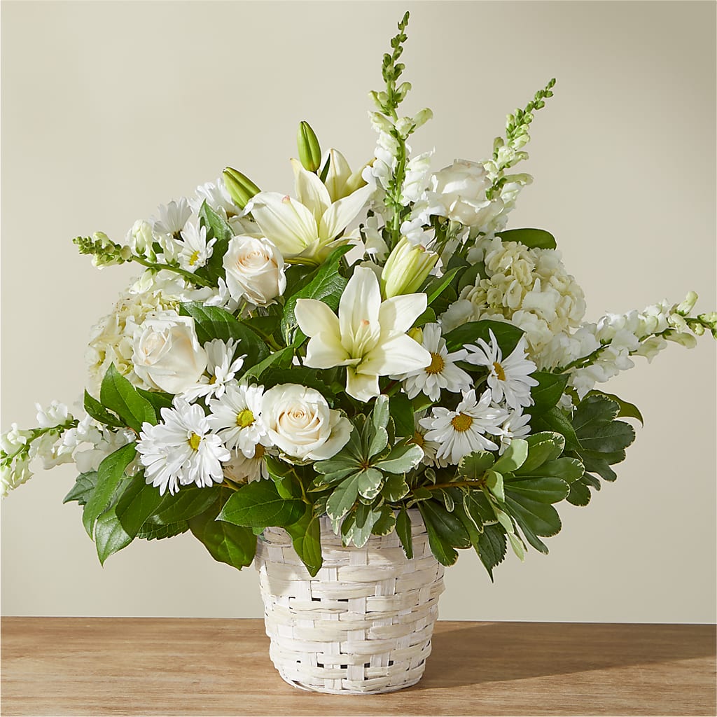 Ivory Elegance Floral Basket – Perkins Floral, Greenville MS