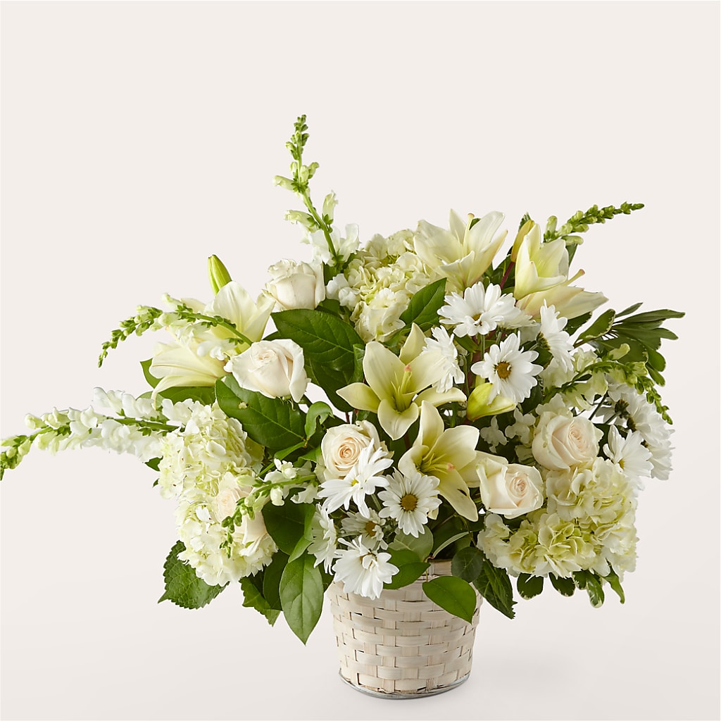 Ivory Elegance Floral Basket – Perkins Floral, Greenville MS