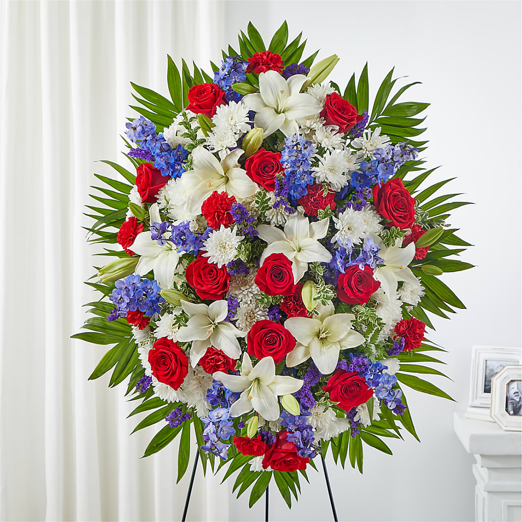 Cherished Service Standing Spray – Perkins Floral, Greenville MS