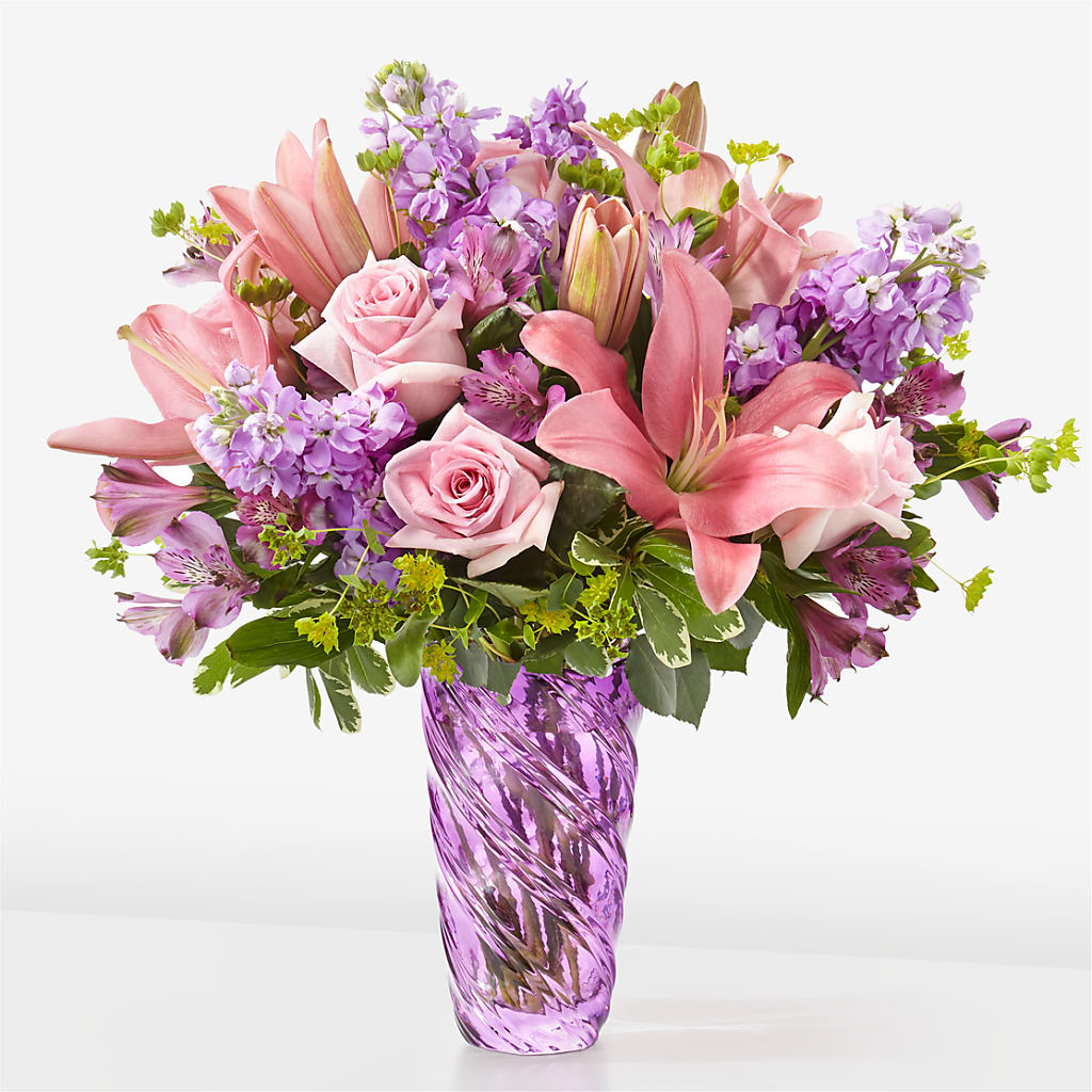 Precious Petals Bouquet with Luxe Swirl Vase – Perkins Floral, Greenville MS