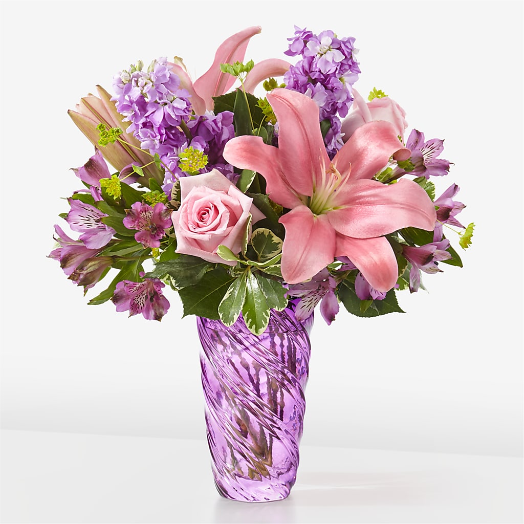 Precious Petals Bouquet with Luxe Swirl Vase – Perkins Floral, Greenville MS