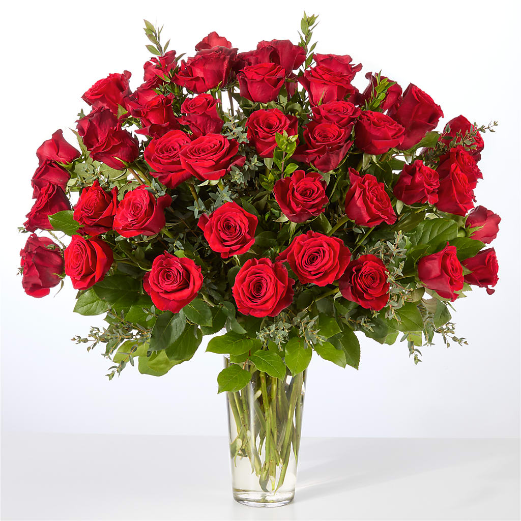 Forever Yours Fifty Stem Red Rose Bouquet – Perkins Floral, Greenville MS