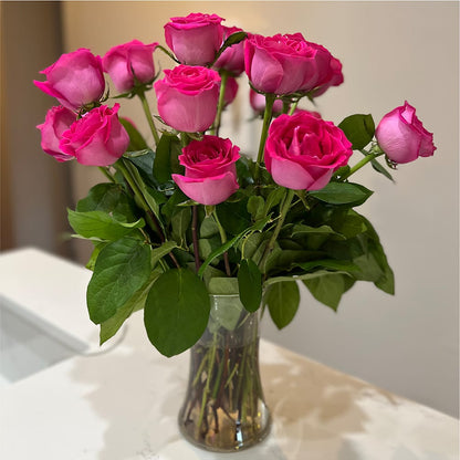 Long Stem Pink Rose Bouquet –  Perkins Floral, Greenville MS