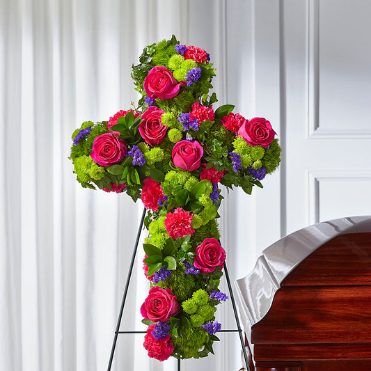 Tribute Rose Floral Cross –  Perkins Floral, Greenville MS