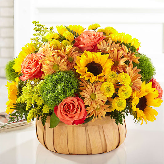 Harvest Sunflower Basket –  Perkins Floral, Greenville MS