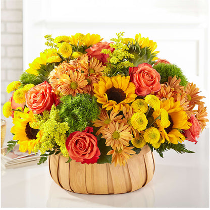 Harvest Sunflower Basket –  Perkins Floral, Greenville MS