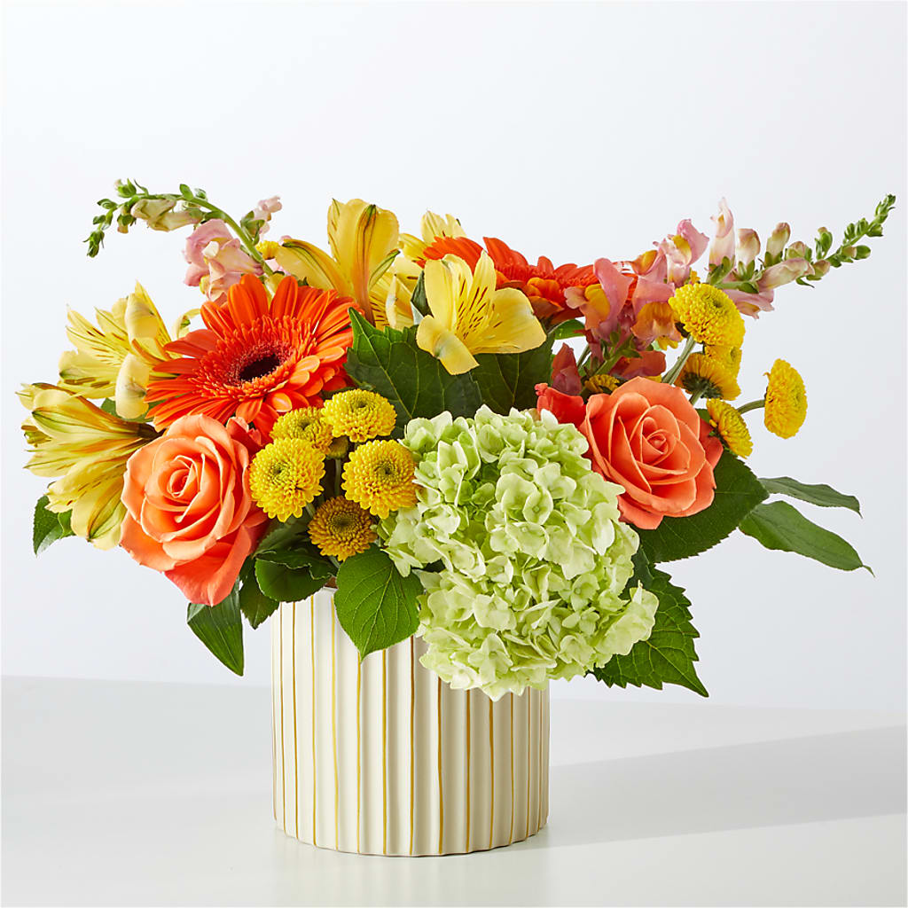 Autumn Sunshine Bouquet with Ivory Vase –  Perkins Floral, Greenville MS
