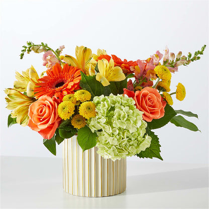 Autumn Sunshine Bouquet with Ivory Vase –  Perkins Floral, Greenville MS
