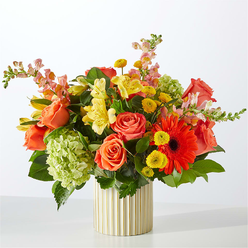 Autumn Sunshine Bouquet with Ivory Vase –  Perkins Floral, Greenville MS