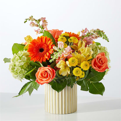 Autumn Sunshine Bouquet with Ivory Vase –  Perkins Floral, Greenville MS