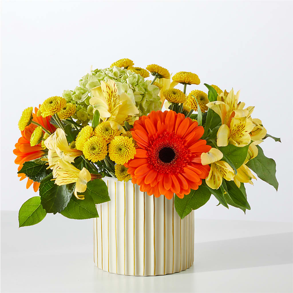 Autumn Sunshine Bouquet with Ivory Vase –  Perkins Floral, Greenville MS